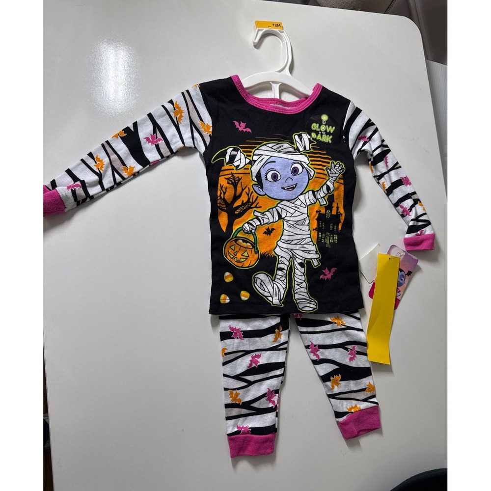 Disney Vampirina Glow in the Dark Halloween Pajama Set 12M Mummy Bats VP072KLLTG